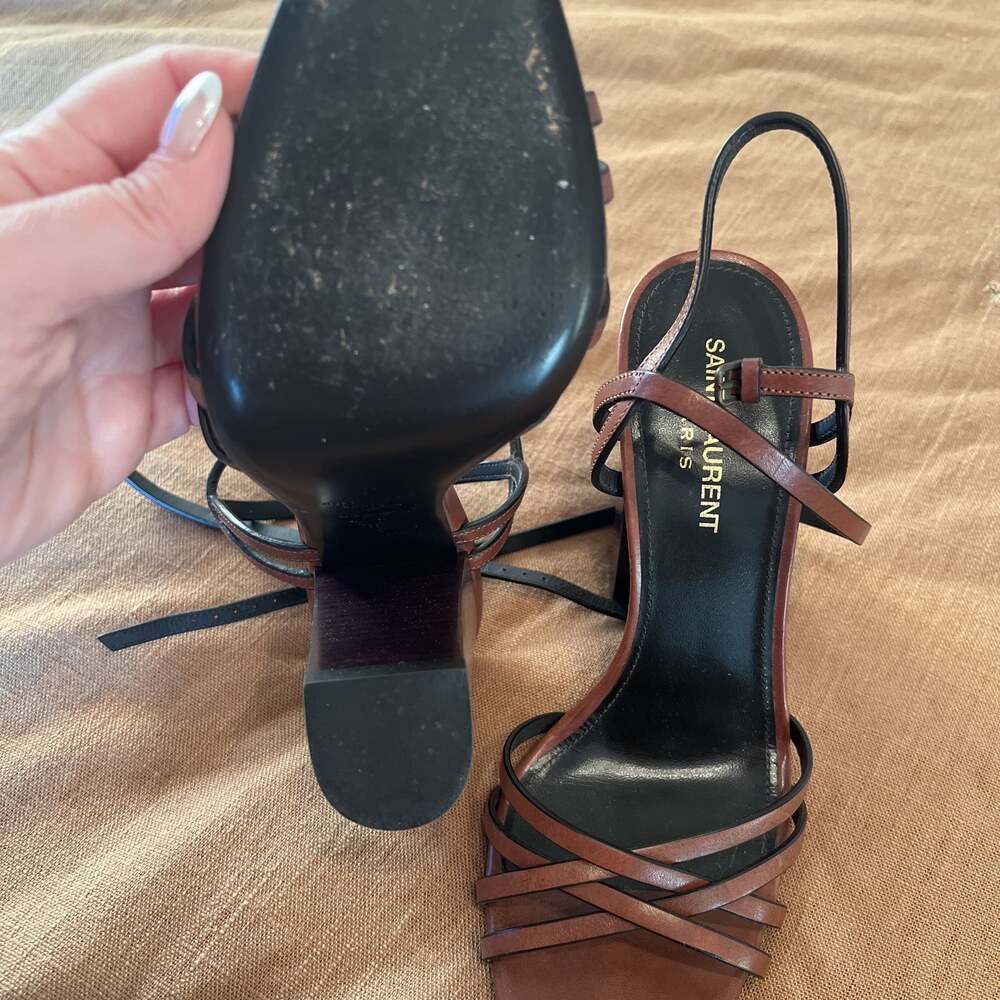 Saint Laurent Oak Crisscross Sandals - Picture 3 of 7